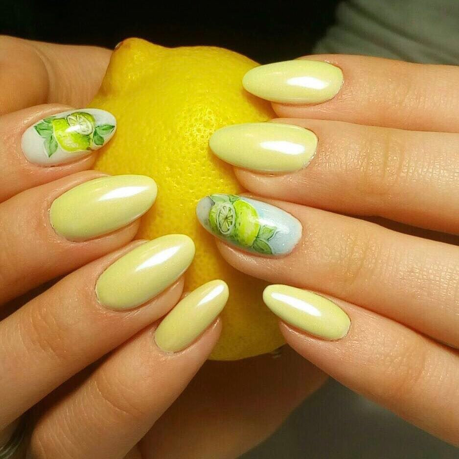 Желто-зеленый маникюр - желто-зеленые ногти