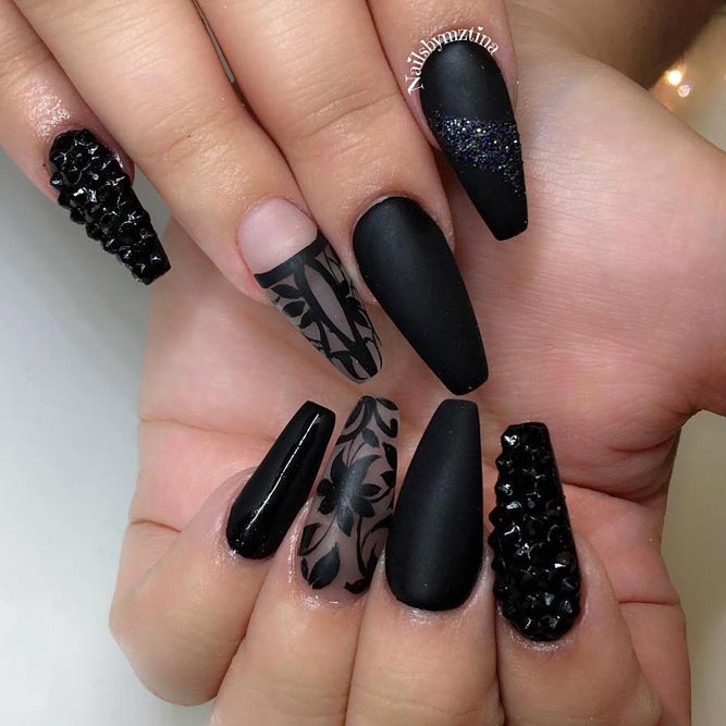 Красивый черный маникюр 2023 - красивые черные ногти
