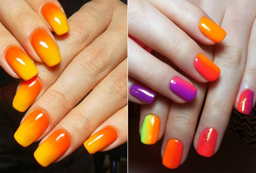Мода на оранжевые ногти 