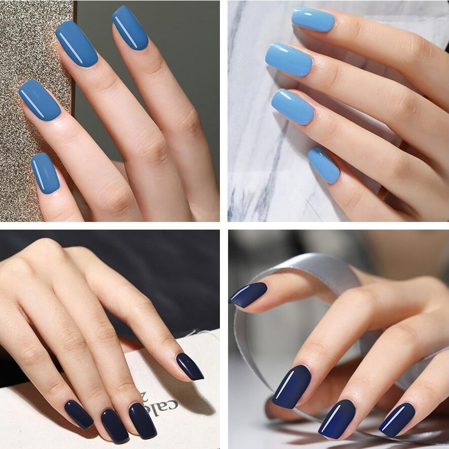 Модные тенденции голубого маникюра ногтей, мода на голубой 2021