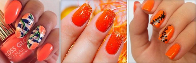 Оранжевый цвет маникюра, мода оранжевых ногтей, модные тенденции, новинки 