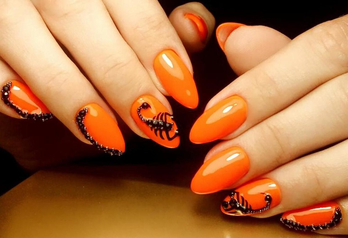 Оранжевый цвет маникюра ногтей - оранжевые цвета и расцветки  