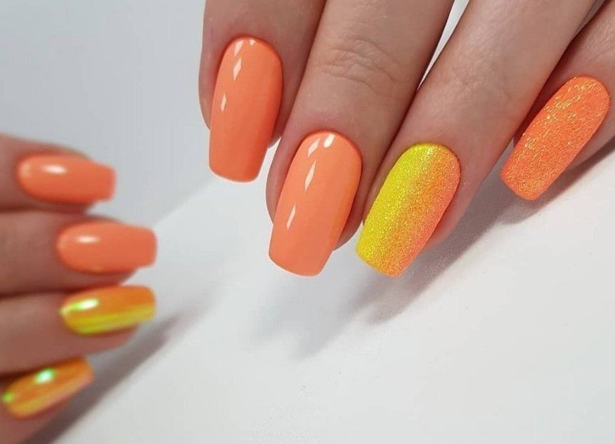 Оранжевый маникюр лето - оранжевые летние ногти, оранжевого лета 