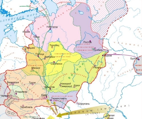 Основные исторические события Древней Руси в 11 веке, развитие в X столетии, вехи истории, даты, Русь на карте
