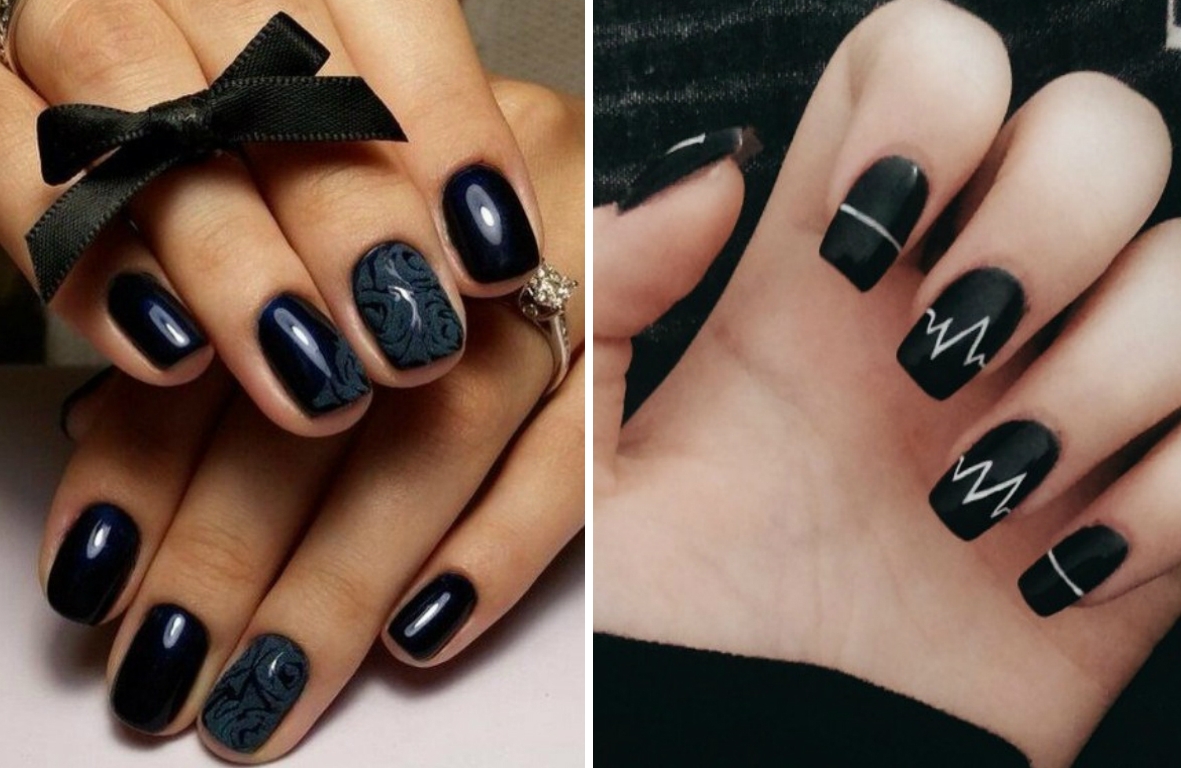 Черные ногти, красивый черный дизайн маникюра ногтей 2021