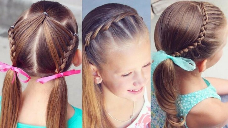 Длинные стрижки девочкам 7-8 лет, с косами и хвостом 2025