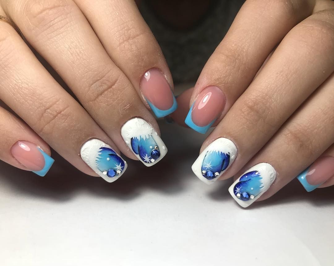 Голубые ногти 2020 идеи с фото, красивый голубой маникюр зимы, весны, лета и осени