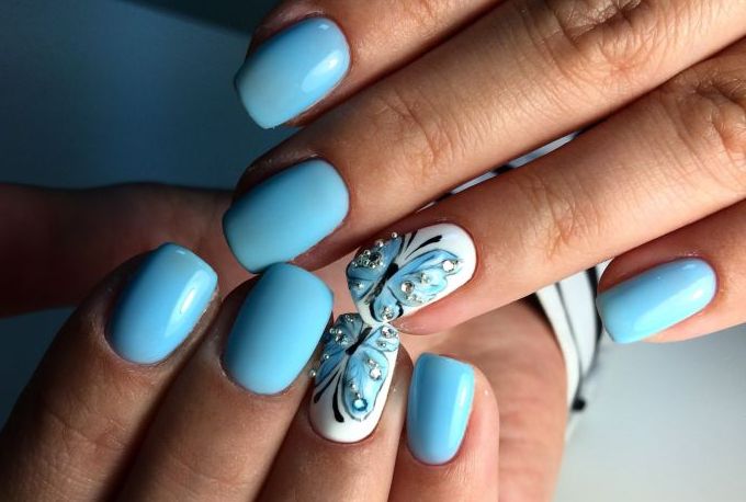 Голубой цвет маникюра ногтей 2021 - голубые цвета и расцветки