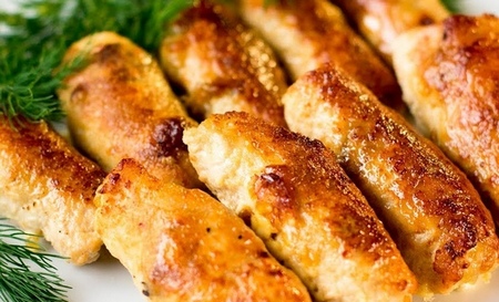 Курица на сковороде - "Царские пальчики" с сыром и яйцами