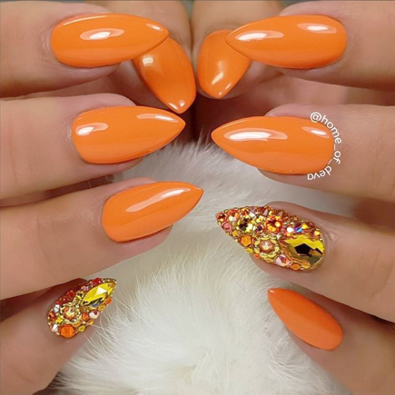 Оранжевый маникюр 2020 оранжевые ногти, оранжевого цвета с фото, модный дизайн короткие, гель-лак