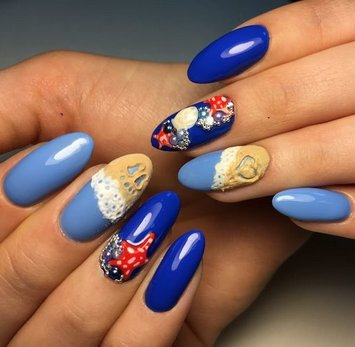 Синий маникюр 2020 ногти синего цвета с фото, модный дизайн с синими цветами